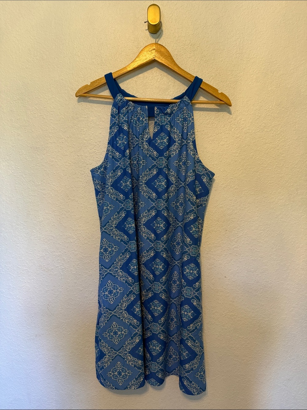 Perfect Cabana Life Dress large mini Blue Printed Nylon Sleeveless Shift
